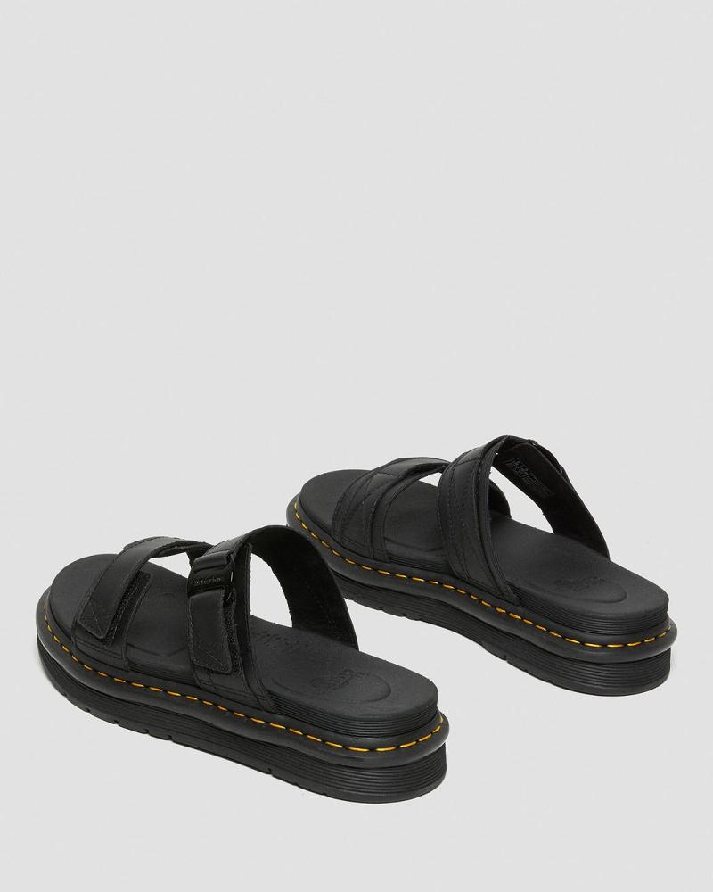 Sandalias Deslizantes Dr Martens Chilton Men's Cuero Mujer Negros | MX 472OKI